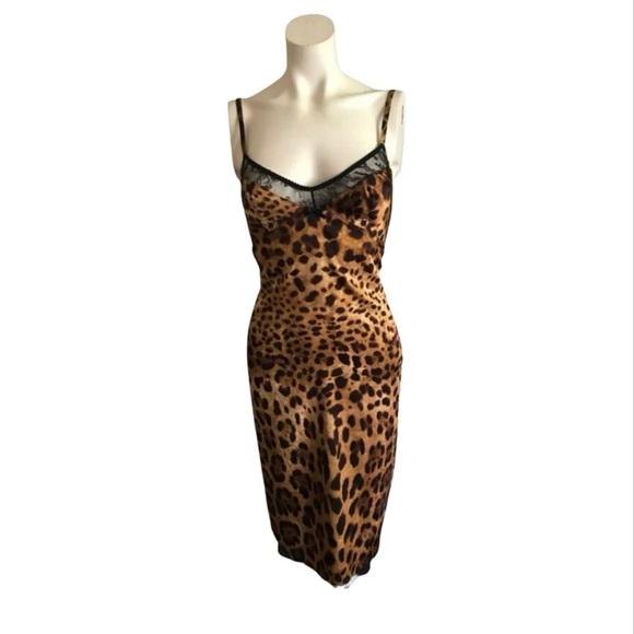 Dolce & Gabbana Underwear midi synthetic leopard slip dress. Good condition. - Picture 1 of 8